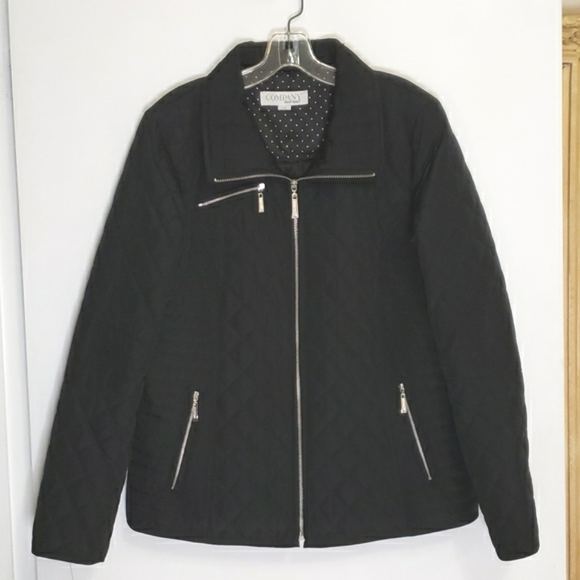 Ellen Tracy Quilted Black Jacket EUC L - Picture 2 of 10